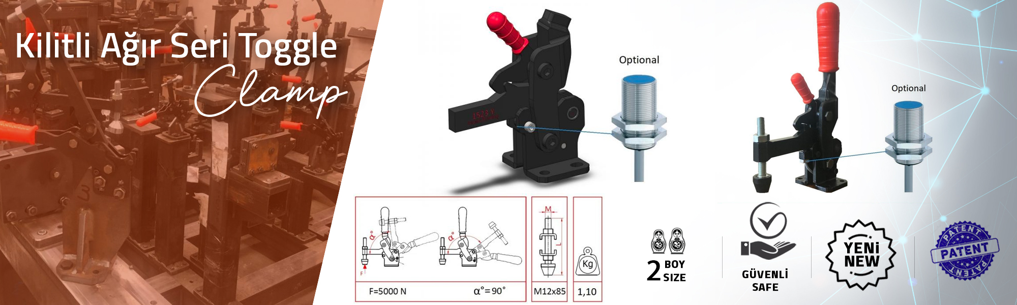 Pozisyon Ayarlı ve Kilitli Ağır Seri Dikey Clamps
