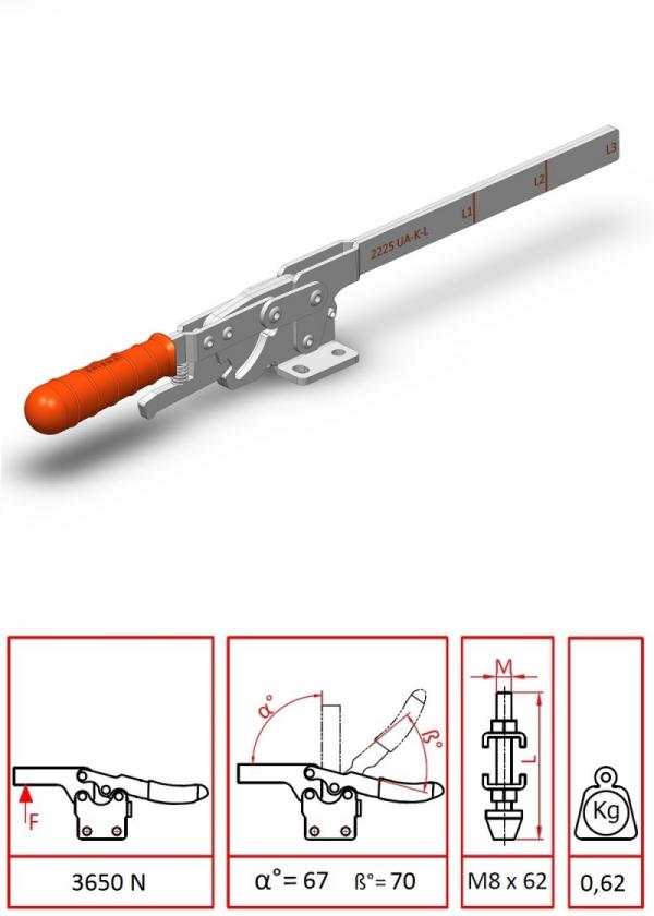 Lamalı Kilitli Yatay Taban Klemp / 1244 Y-L (2225 UA-K-L)