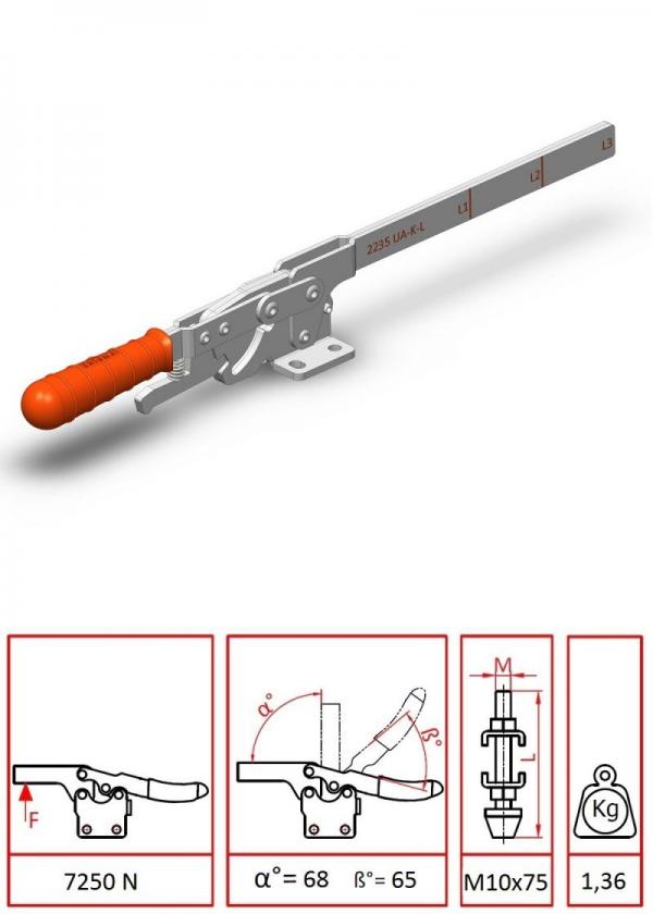 Lamalı Kilitli Yatay Taban Klemp / 1245 Y-L (2235 UA-K-L)